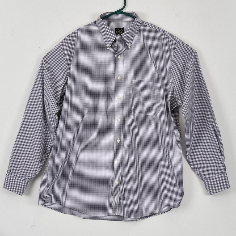 JOS A BANK Traveler's Collection Tailored Fit XL black/grey/white Gingham Button - Picture 3 of 11